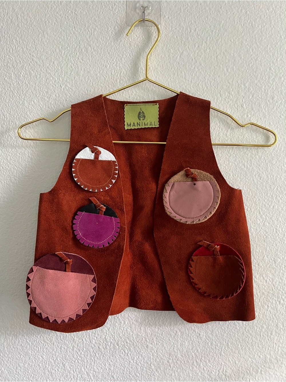 Animal Kids' Rust Suede Vest with Decorative Pockets